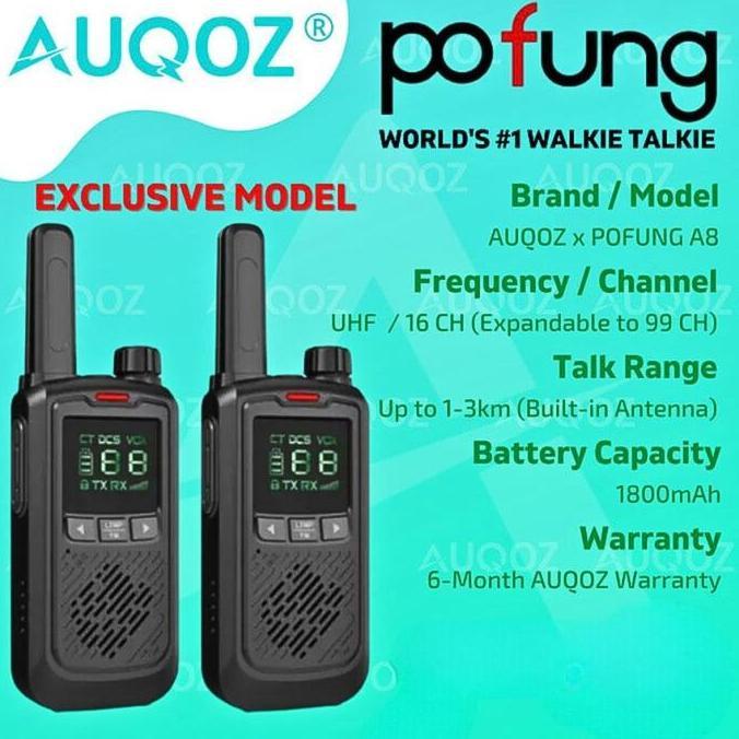 Promo Auqoz X Pofung A8 Walkie Talkie 2 Pcs - Radio Ht 888S Pro Max 99Ch Ht Murah Ht Antena Led