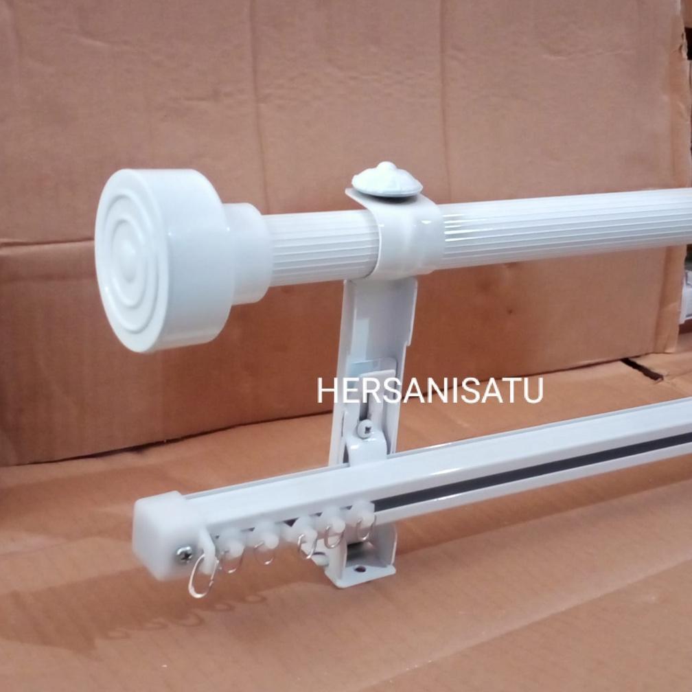 100% Ori Besi Gorden Double Fullset Batang Hordeng Ganda Dan Rel Vitrase Besi Gorden Double Fullset