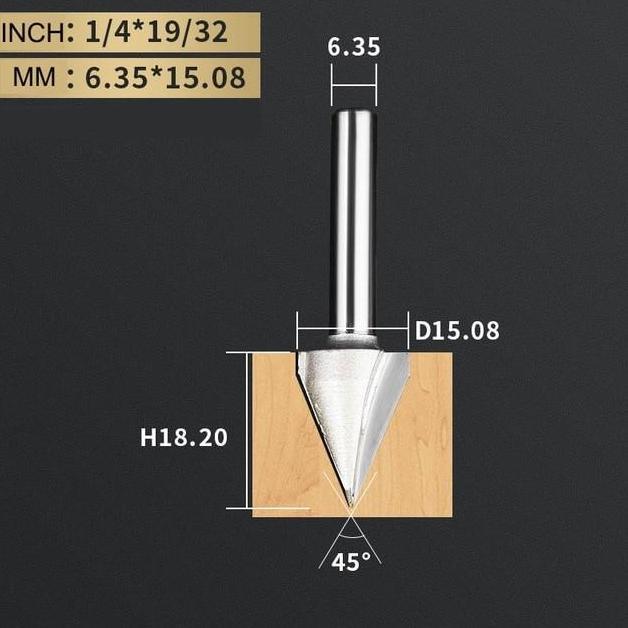 Mata CNC endmill router V slot 45 derajat