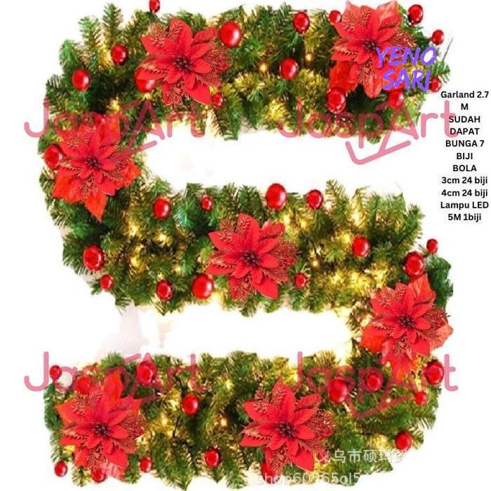 Cuci Gudang GARLAND NATAL UKURAN 2.7M HIASAN NATAL GARLAND DEKORASI HOME INTERIOR PERLENGKAPAN NATAL