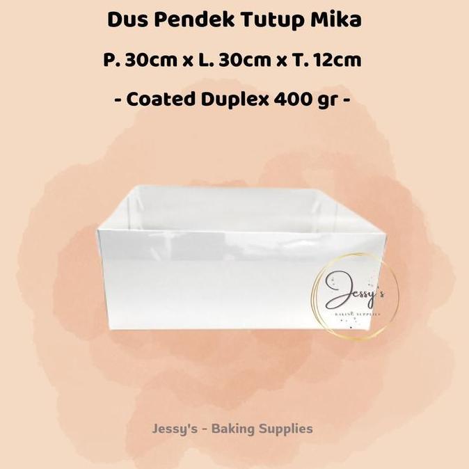 Dus Box Kotak Kue Cake Tinggi Mika 30 x 30 x 12 (Putih Polos)