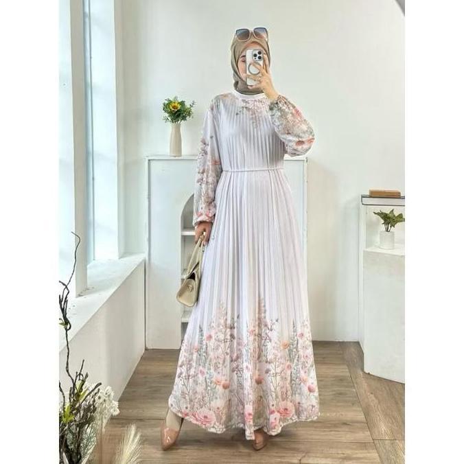 GAMIS PLISKET MOTIF PRINTING BUNGA FLORAL