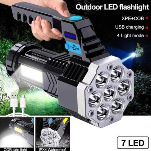 Senter Sorot High Power Lampu Sorot 7 Led Portable Cahaya Super Terang