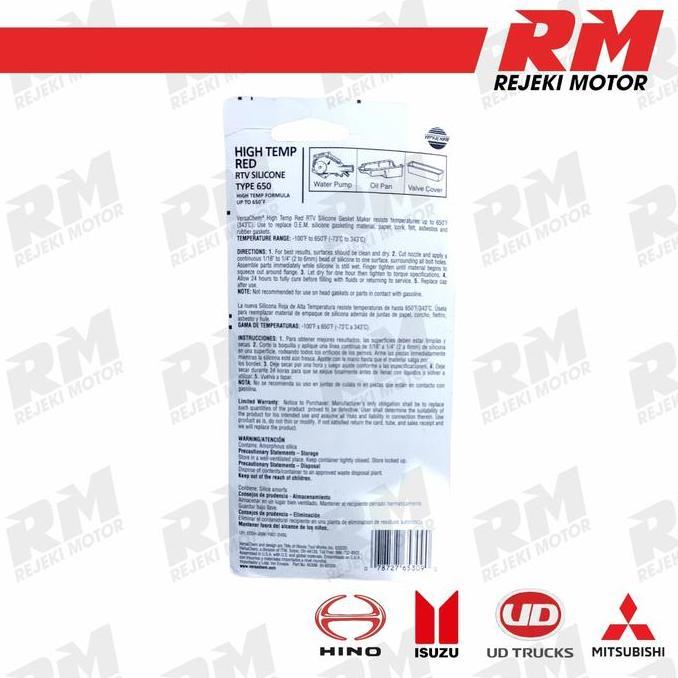 Promo Lem Silicone Red Versachem Hi Temp Type 650 300Grm (Lusin) Cod