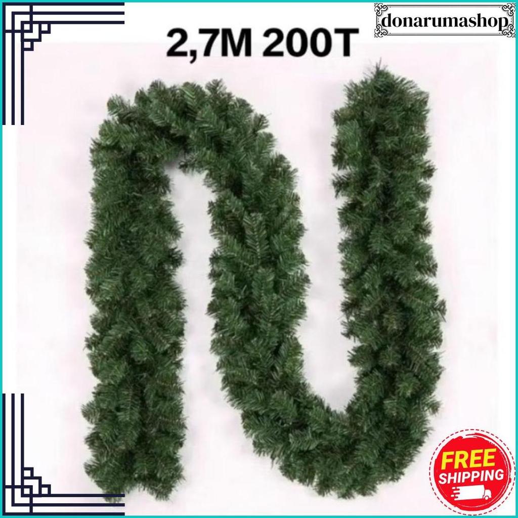 2.7 Meter Garland Daun Kawat Lilit 200T Murah Hiasan Dekorasi Natal Christmas / Dekorasi Natal Krans