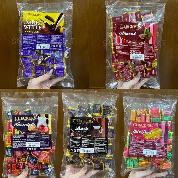 Ready CHECKERS MINI CHUNKY CHOCOLATE DARK CHOCOLATE / MIX FRUIT / DARK&WHITE / ALMOND / ASSORTED