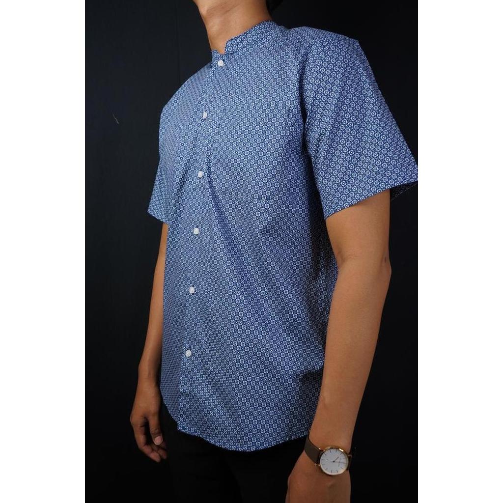 Kemeja Pria Reguler Stanley Adams Lengan Pendek Navy Motif Patern 14 murah