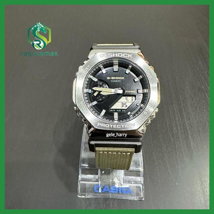 (ORIGINAL) CASIO GSHOCK GM 2100C-5ADR / GM 2100C-5 STEEL BEZEL ZULU STRAP JAM TANGAN PRIA WANITA KAN