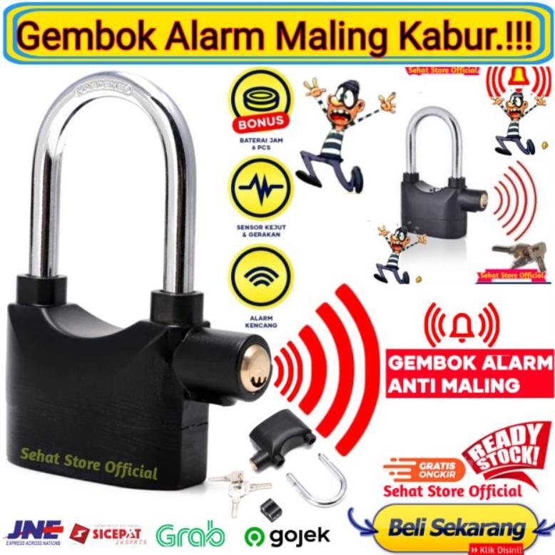 KUNCI GEMBOK Alarm Bunyi Kuat Kunci Gembok Anti Maling Konci Alaram Pintu Rumah Pager Mobil Sepeda M
