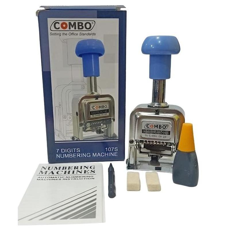 Stempel Nomor Otomatis 7 Digit Combo sudah terdapat tinta dalam kemasan Hitam Stainless MUS