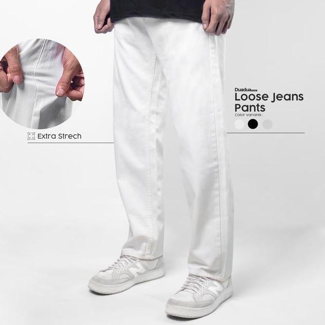 Treegoudcelana Baggy Jeans Hitam Pria Loose Jeans Broken White Celana Jeans Panjang Celana Gombrong 