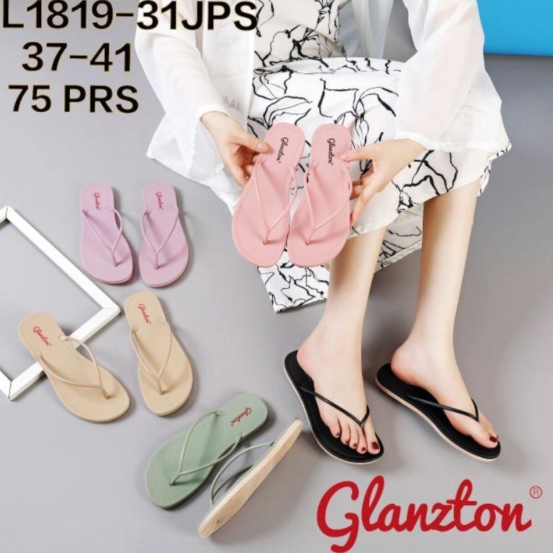 Terlaris Sandal Jelly Jepit Tali Tipis Glanzton L1819-31JPS Sandal Pantai Sandal Jepit Karet Doff Te