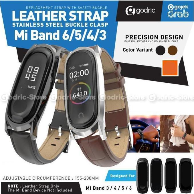 MIJOBS MiBand 5 Leather Wrist Strap Kulit for Mi Band 5 / 4 / 3