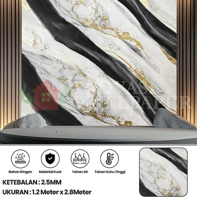 Stiker Dinding Marmer Vinyl 1,2M X 2,8M Wallpaper Foam Marble Stiker Dinding Vinyl Pola Marmer