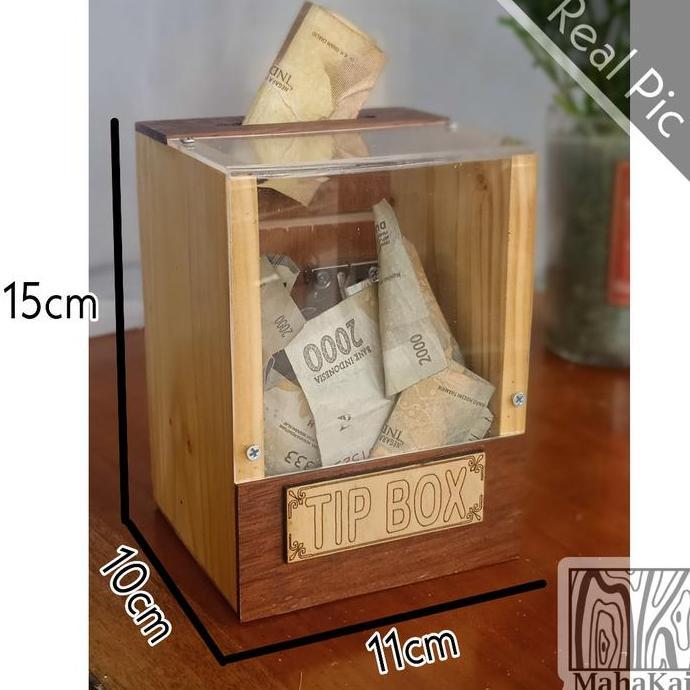 Kotak Tip box kayu celengan kotak saran amal akrilik display box trans
