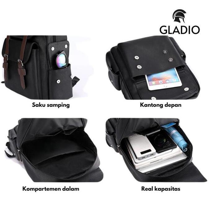 Remonasyah.Store - Gladio Tas Ransel Pria Kenta Kulit Besar Traveling Premium Laptop