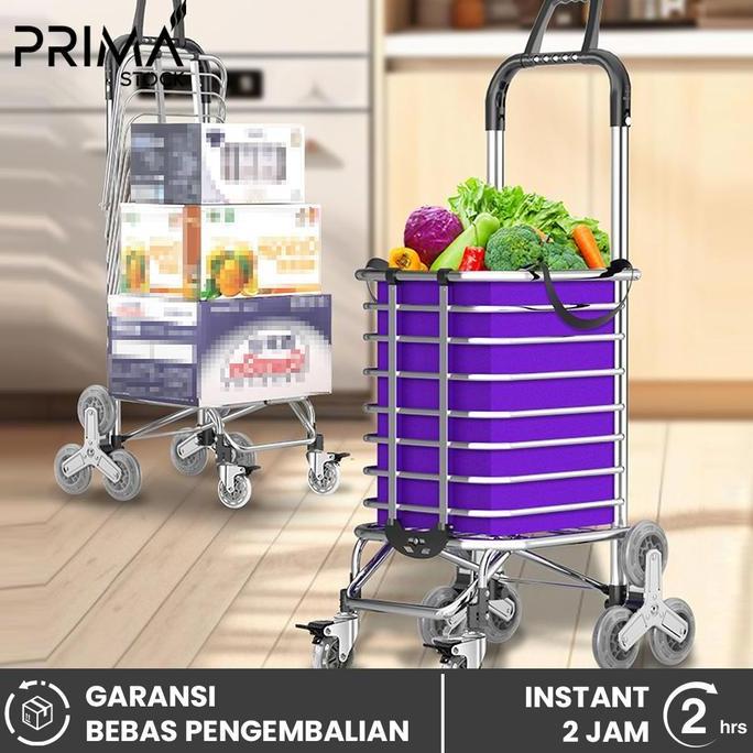 TROLI TROLLEY BARANG BELANJA ALUMUNIUM ALUMINIUM LIPAT 2 3 4 6 8 RODA TAS CANVAS ORIGINAL DAN TERPER