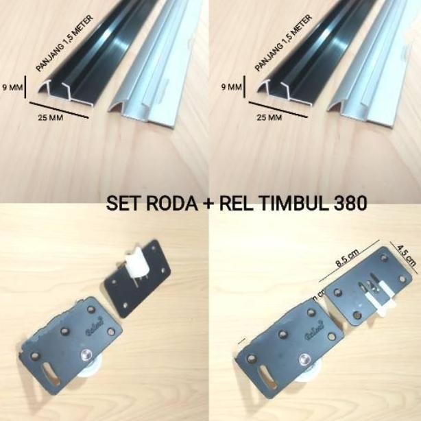 TERBARU - PAKET REL DAN RODA SLIDING LEMARI 2 DAUN / PAKET REL SLIDING 380