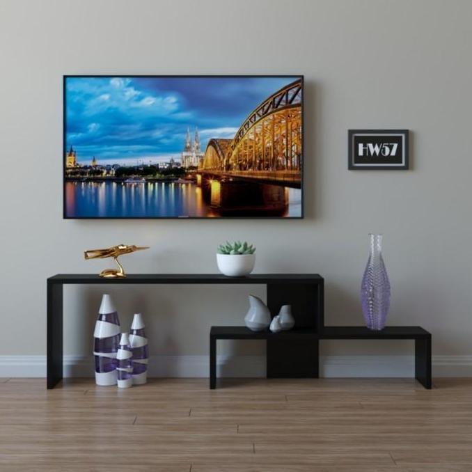 NEW - Rak Tv Meja Tv Minimalis Rak Dinding Rak Gantung Rak Buku - putih hitam