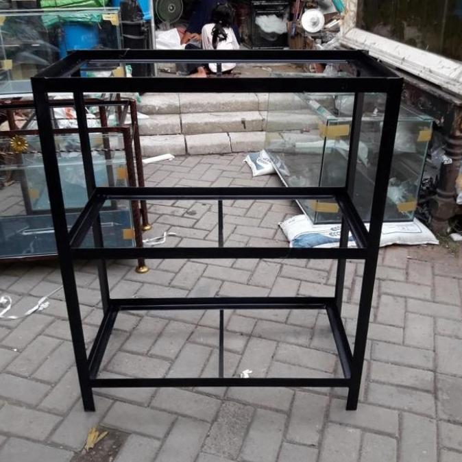 rak aquarium 70x40 tinggi 110 cm besi siku 3 susun +3 lembar triplak