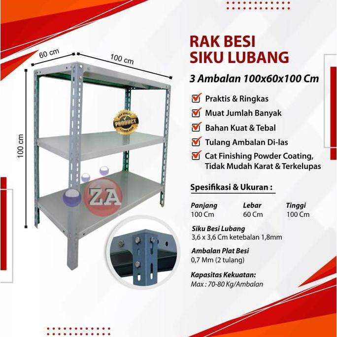 TERMURAH - Rak Besi Siku lubang 3 susun Meja Rak Aquarium ( 100 x 60 x 100cm )