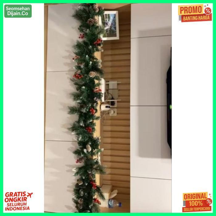 Berkualitas Aksesoris Natal Garland Dengan Dekorasi / Garland Hias Ornamen Natal 1,8M