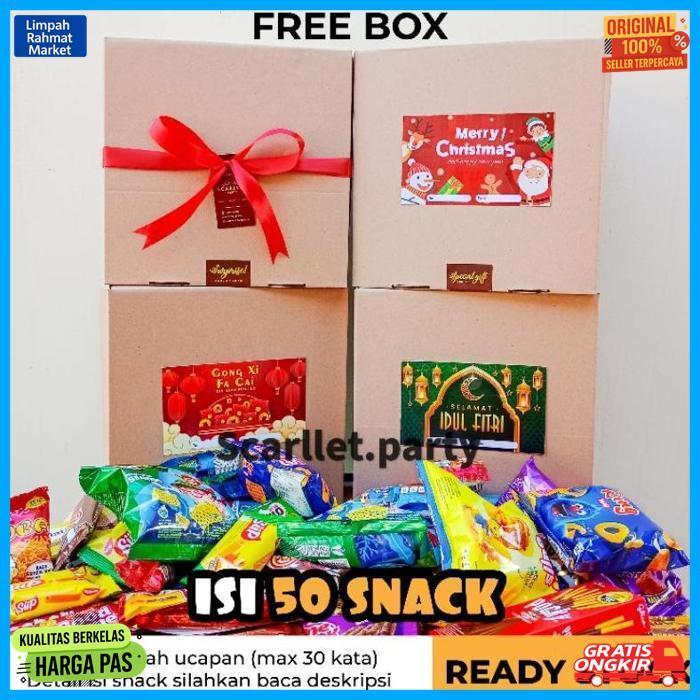 New [Free Box] Paket Kado Hampers Snack Isi 50 Pcs Snack Natal Lebaran Kado Ulang Tahun Birthday Ult