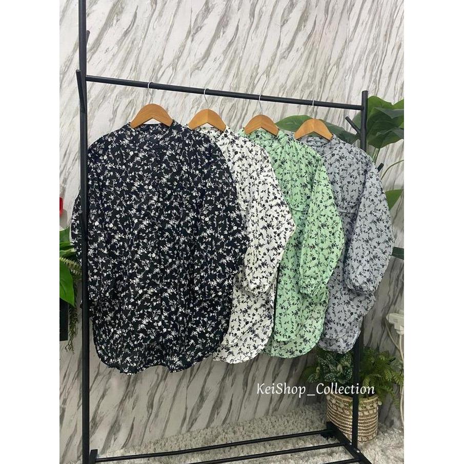 DF13 - KeiShop - Kemeja Chantika Motif Bunga Kecil TunikWanita Atasan