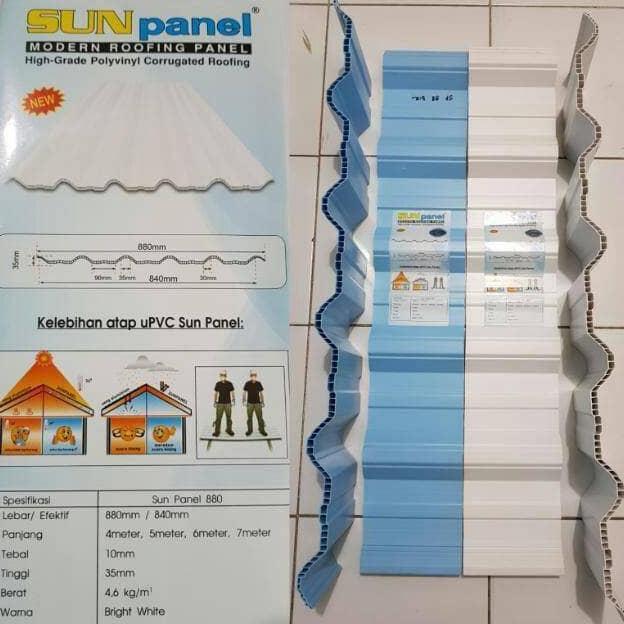 Sun Panel Atap uPvc SunPanel 88 tebal 10mm Putih dop dan Biru Dop panjang 1-8m