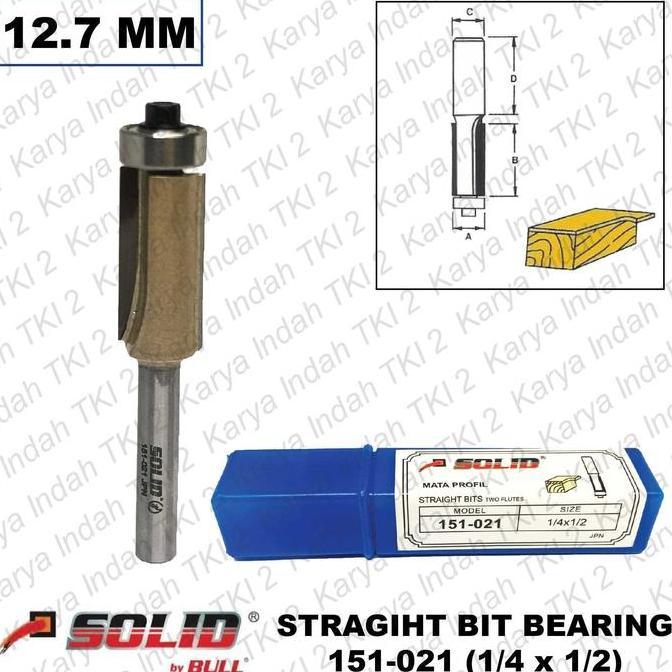 Mata Profil Straight Bit Bearing SOLID 12 MM Propil Lurus 151021 1/2"