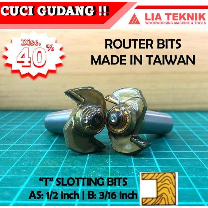 "T" Slotting Bits 1/2"x3/16" | Router Bits | Made in Taiwan
