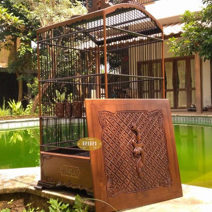 sangkar ukir kotak 40x40 / sangkar burung ukir