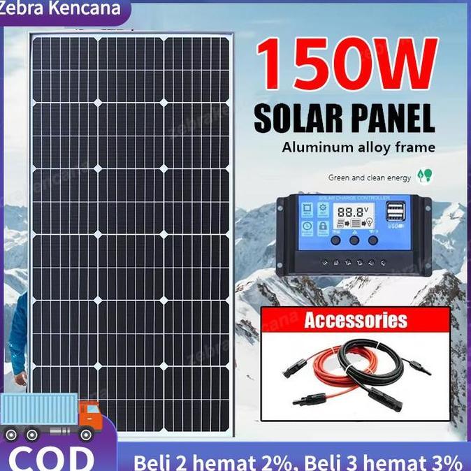 150WSolar Panel Panel Surya Pembangkit Listrik Tenaga Surya With Pengontr
