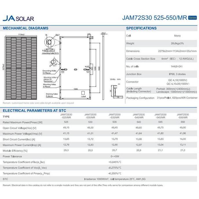 Solar Panel/ Panel Surya/ Ja Solar 550 Wp  - VOLT SOLAR PANEL