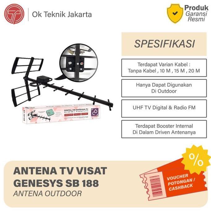 Antena TV Outdoor Digital + booster Visat 2 output bisa untuk 2 tv antena digital Genesys x Visat GS