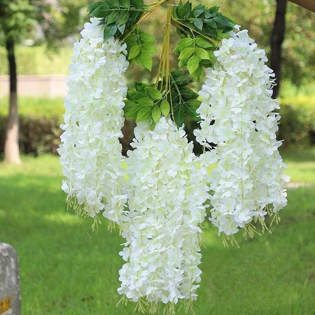 1 Lusin Wisteria Besar Jumbo Juntai Gantung Putih Dekorasi Artificial Dekor Pelaminan Imhiasan Dekor
