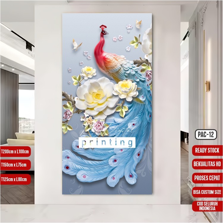 HD PICTURE IMAGE!!! Wallpaper dinding merak mewah stiker dinding merak 3D wallpaper stiker dinding m
