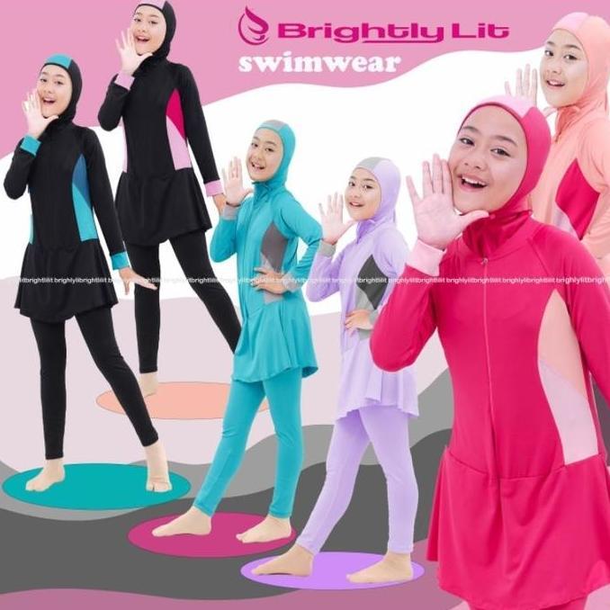 BrightlyLit- baju renang anak perempuan muslimah baju renang anak tanggung muslim baju renang anak p