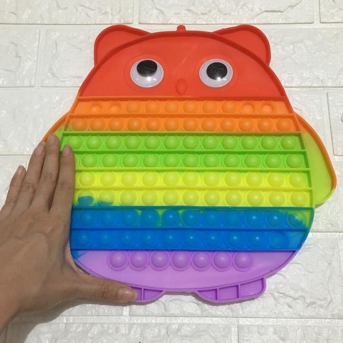 Mainan Fidget POP IT OWL JUMBO Rainbow Uk. 28x29 Cm