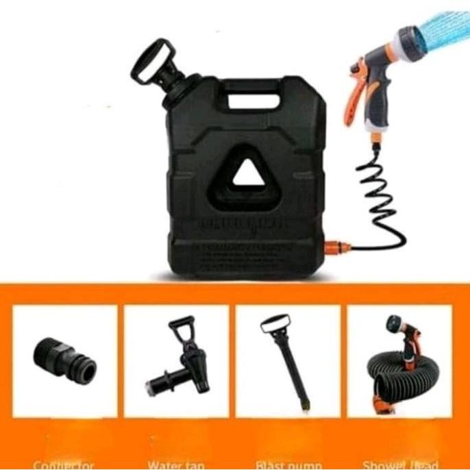 Jerigen Air Kran 21 Liter Warna Hitam | Jerry Can Air Kran 21L Lengkap Shower | Jerigen Air Kran Coc