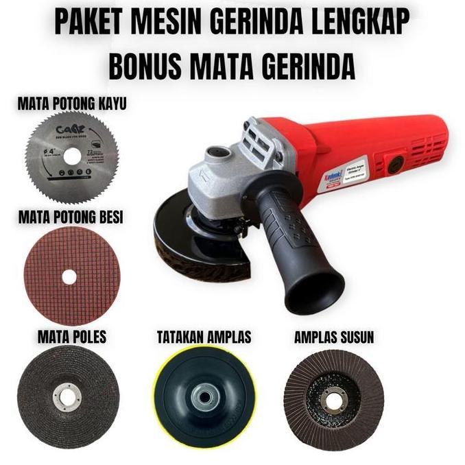 PAKET GERINDA TANGAN LISTRIK BONUS 5 MACAM MATA GERINDA POTONG POLES