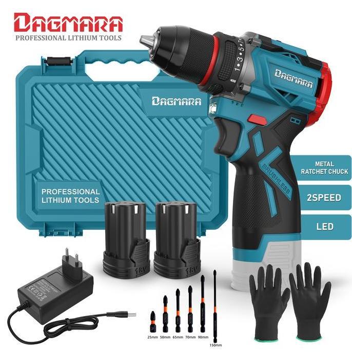 DAGMARA 16.8V Brushless Cordless Drill Rechargeable Screwdriver Hand Drill Power Tools
