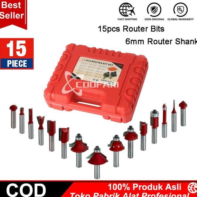 Mata Router set - Mata Profil 6mm - Mata Trimmer Set Router Bit Set 15pc