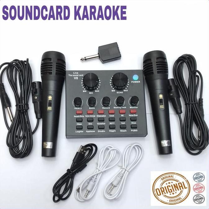 Alat Perlengkapan Karaoke Soundcard Live Broadcast Microphone Headset