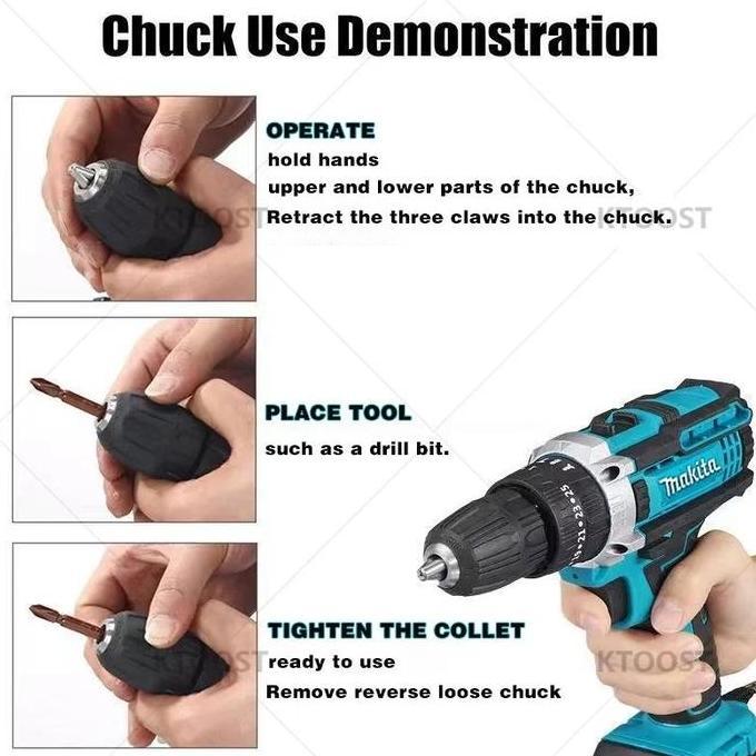 MAKITA HP36 399VF Mesin Bor Cordless Impact Drill / Bor baterai / Bor Tanpa Kabel / Bor Listrik Set 