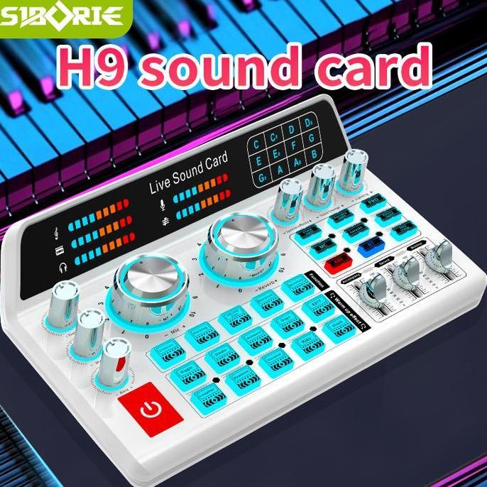Siborie H9+H7 live full set soundcard headset mic 3 in 1 paket lengkap HIFI sound quality karaoke