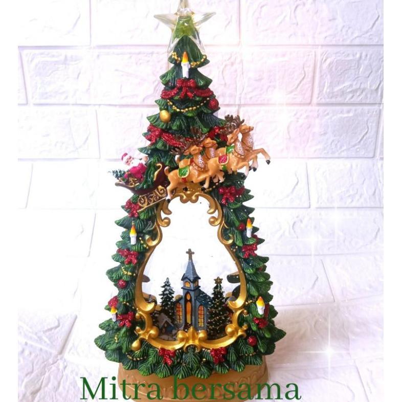 SNOW GLOBE KOTAK MUSIK AIR BOLA KACA KADO NATAL CHRISTMAS TREE