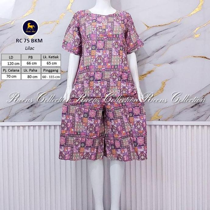 Promo Batik Kuda Mas Setelan RC 75 LD 120 cm | Piyama Celana Pendek Lengan Pendek Kancing Depan Busu