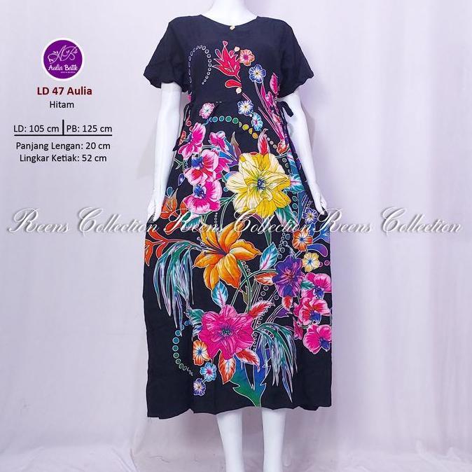 Promo Batik Aulia Longdress 47 Chibi LD 105cm Tali PinggangPanjang Semata Kaki Lengan Pendek Busui 3