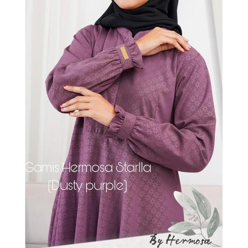 [Gamis hermosa]Gamis hermosa embos motif starladusty ungu-gamis syari busui premium umbrella 4 meter
